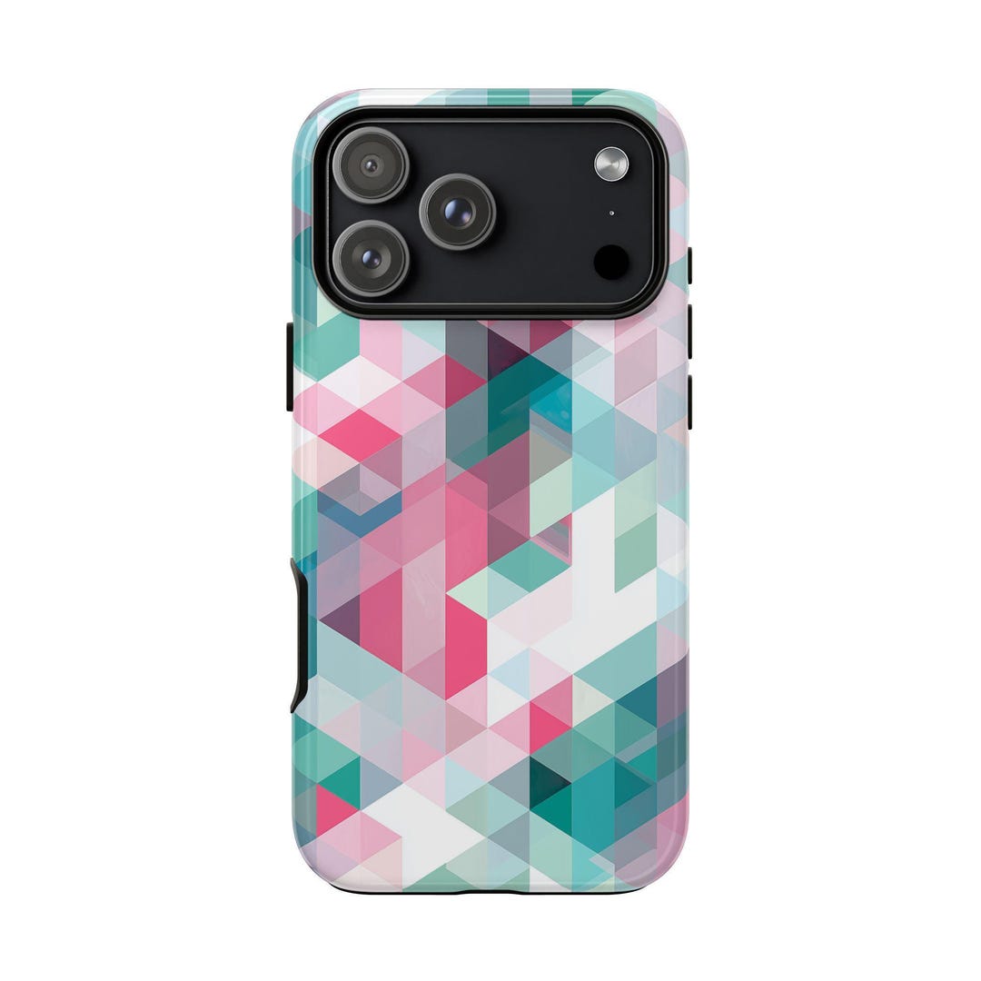 Abstract Angular Teal Pink Seamless Pattern Phone Case | Dual Layer ...