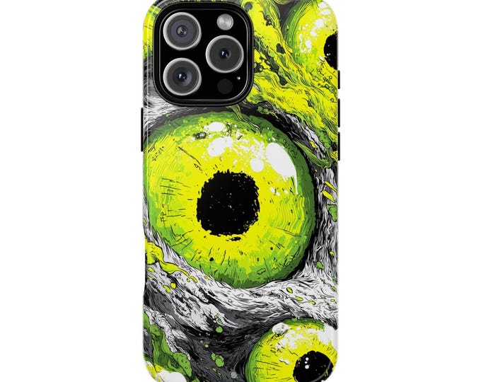 Glowing Green Eyes Horror Punk Phone Case: iPhone, Galaxy, Pixel - Lifetime Warranty