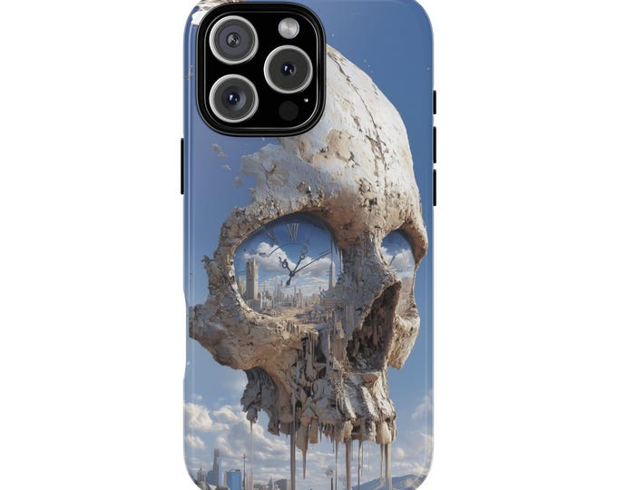 Surreal Skull Timeless Sky Art Phone Case: iPhone, Galaxy, Pixel - Lifetime Warranty