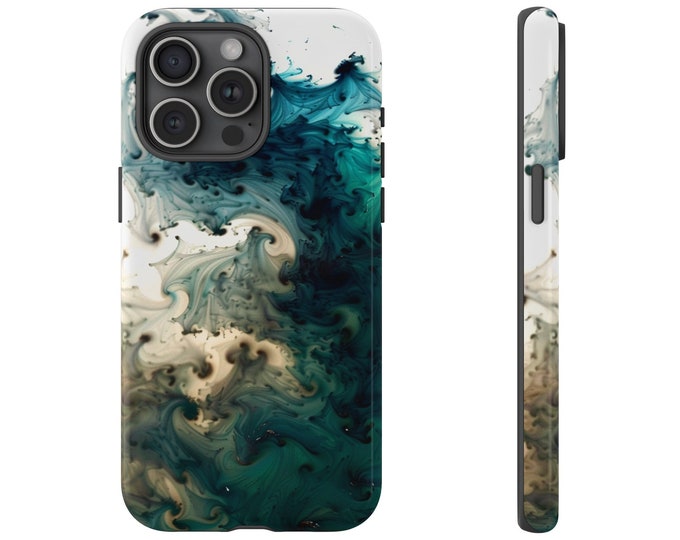 Blue White Ink Watercolor Swirls Phone Case: iPhone, Galaxy, Pixel - Lifetime Warranty