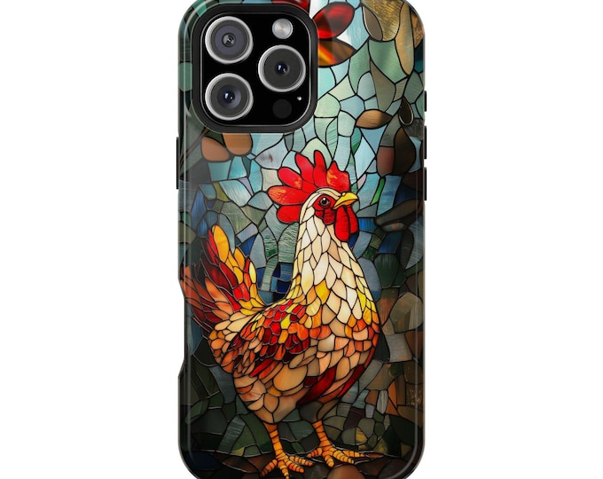 Beautiful Chicken Hen Stained Glass Phone Case: iPhone, Galaxy, Pixel - Lifetime Warranty