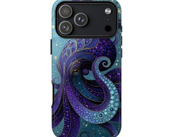 Purple Teal Kraken Octopus Mosaic | Phone Ink Case | Custom Made Cover | Lifetime Warranty