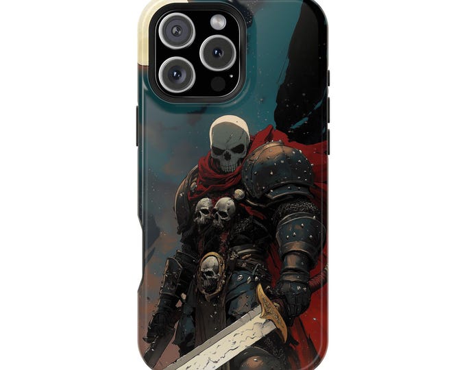 Skull King Armor Skeleton Warrior Knight Phone Case: iPhone, Galaxy, Pixel - Lifetime Warranty
