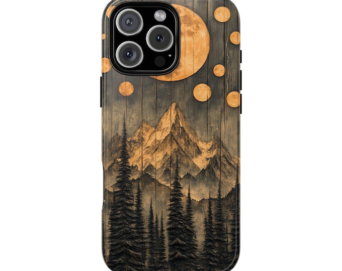 Mountain Moons Wood Forest Rustic Nature Phone Case: iPhone, Galaxy, Pixel - Lifetime Warranty