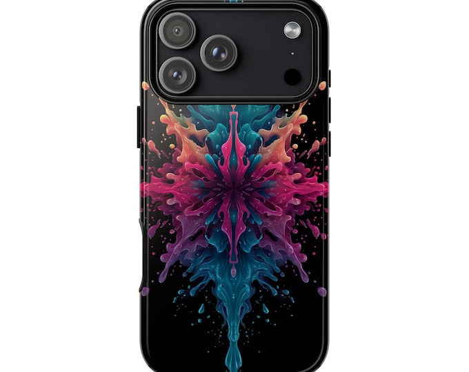 Symmetrical Pink Teal Liquid Rorschach Phone Case: iPhone, Galaxy, Pixel - Lifetime Warranty