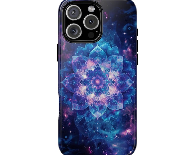 Cosmic Purple Blue Mandala Floral Phone Case: iPhone, Galaxy, Pixel - Lifetime Warranty