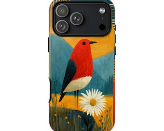 Robin Red Bird Abstract Artwork | Phone Ink Case | Custom Made Cover | Lifetime Warranty