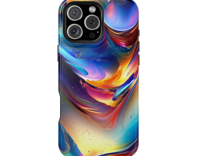 Prismatic Iridescent Blue Glitch Liquid Wave Phone Case: iPhone, Galaxy, Pixel - Lifetime Warranty