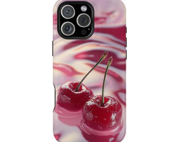 Red Cherry Liquid Cherries Artwork Phone Case: iPhone, Galaxy, Pixel - Lifetime Warranty