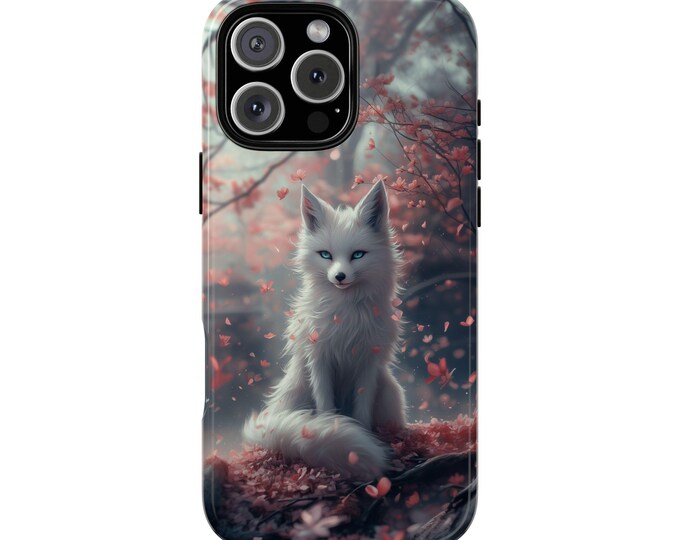 Arctic Kitsune Fox Peach Blossom Phone Case: iPhone, Galaxy, Pixel - Lifetime Warranty