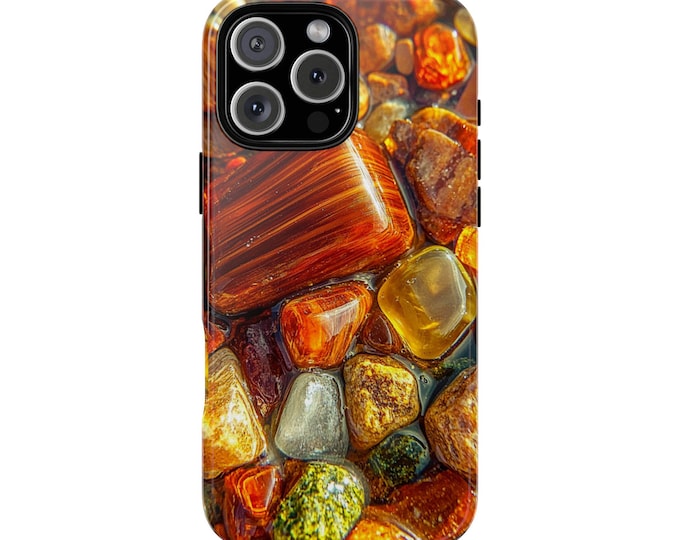 Amber River Rock Opal Stones Pebbles Phone Case: iPhone, Galaxy, Pixel - Lifetime Warranty