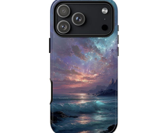 Ocean Aurora Starlit Sky Clouds Phone Case: iPhone, Galaxy, Pixel - Lifetime Warranty