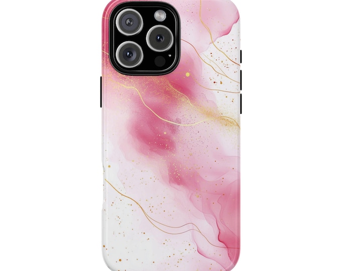 Soft Pink Swirls Rose Gold Accents Mist Phone Case: iPhone, Galaxy, Pixel - Lifetime Warranty