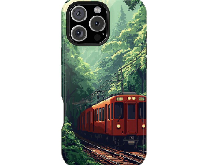 Train 8 Bit Japan Mountain LoFi Phone Case: iPhone, Galaxy, Pixel - MagSafe Compatible