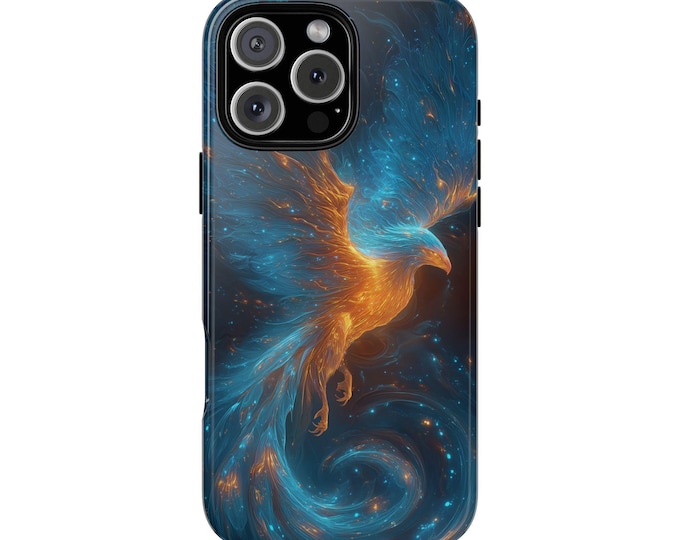 Cosmic Phoenix Teal Orange Abstract Vortex Phone Case: iPhone, Galaxy, Pixel - Lifetime Warranty