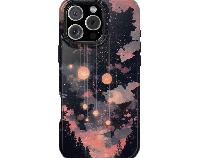 Ethereal Forest Night Sky Orbs Phone Case: iPhone, Galaxy, Pixel - Lifetime Warranty