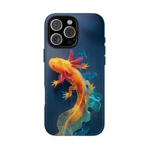 Orange Axolotl Teal Fusion Vibrant Colors Phone Case