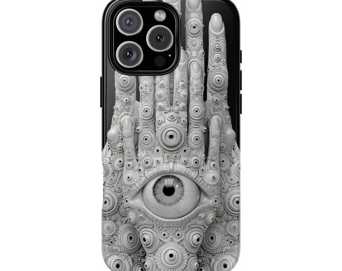 White Eyeball Hands Eyes Abstract Strange Artwork Phone Case - iPhone, Samsung Galaxy, Pixel - Lifetime Warranty