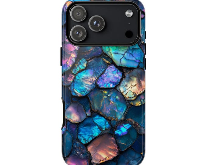 Iridescent Blue Teal Opal Purple Abalone Phone Case for iPhone, Galaxy, Pixel – Lifetime Warranty