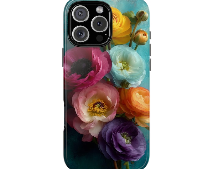 Peony Ranunculus Candy Color Vibrant Phone Case: iPhone, Galaxy, Pixel - Lifetime Warranty