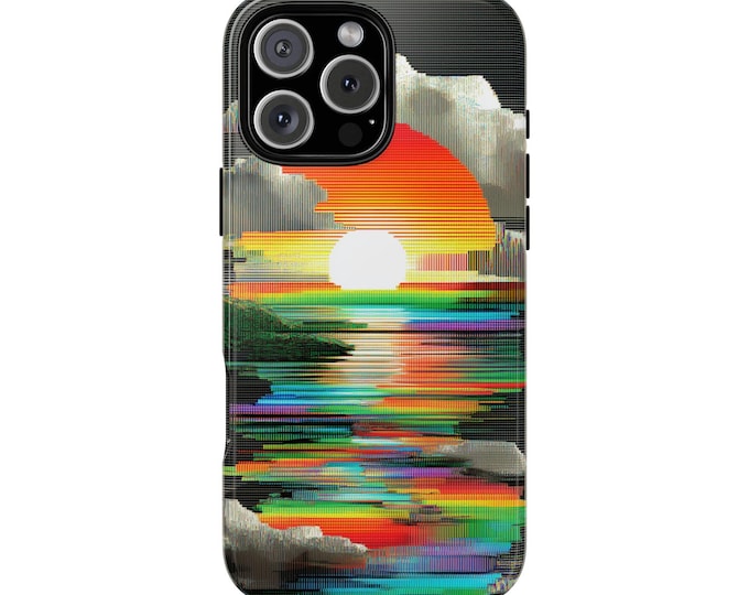 Sunset Abstract Glitch Vaporware Phone Case: iPhone, Galaxy, Pixel - Lifetime Warranty