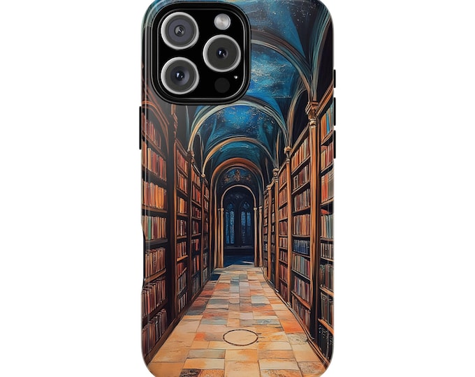 Ancient Library Books Bookshelves Lunar Phone Case: iPhone, Galaxy, Pixel - Lifetime Warranty