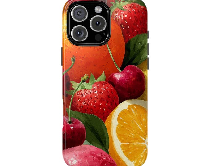 Fruit Orange Cherry Strawberry Colorful Splash Phone Case: iPhone, Galaxy, Pixel - Lifetime Warranty