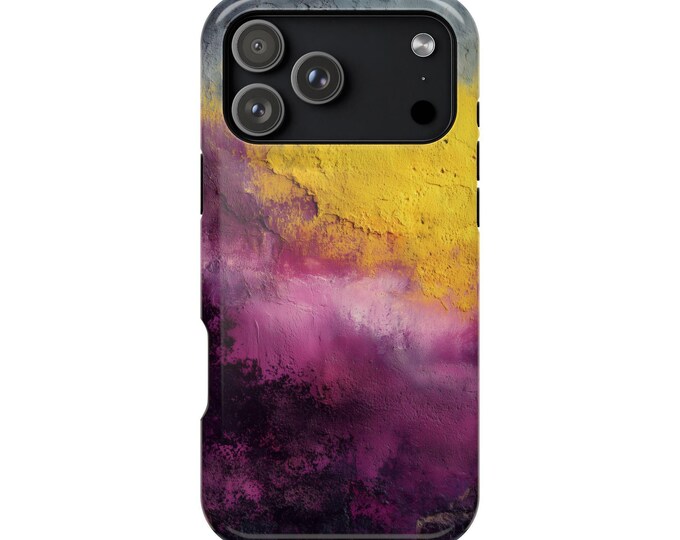 Dark Purple Yellow Contrast Paint Phone Case: iPhone, Galaxy, Pixel - Lifetime Warranty