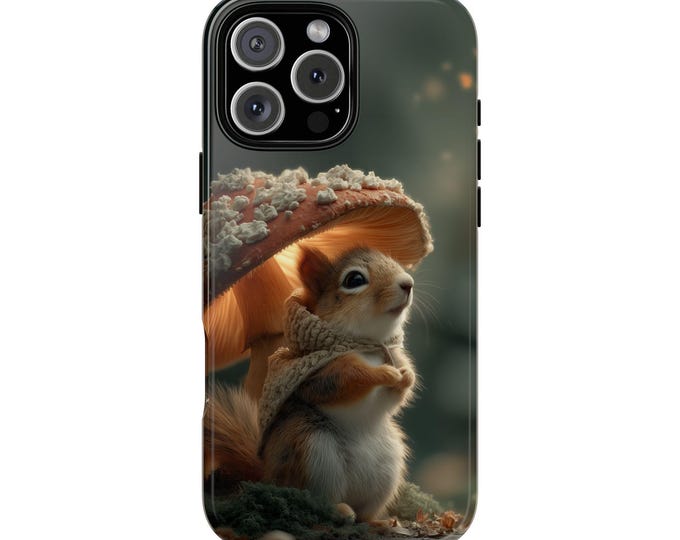 Cute Squirrel Glowing Mushroom Phone Case: iPhone, Galaxy, Pixel - Lifetime Warranty