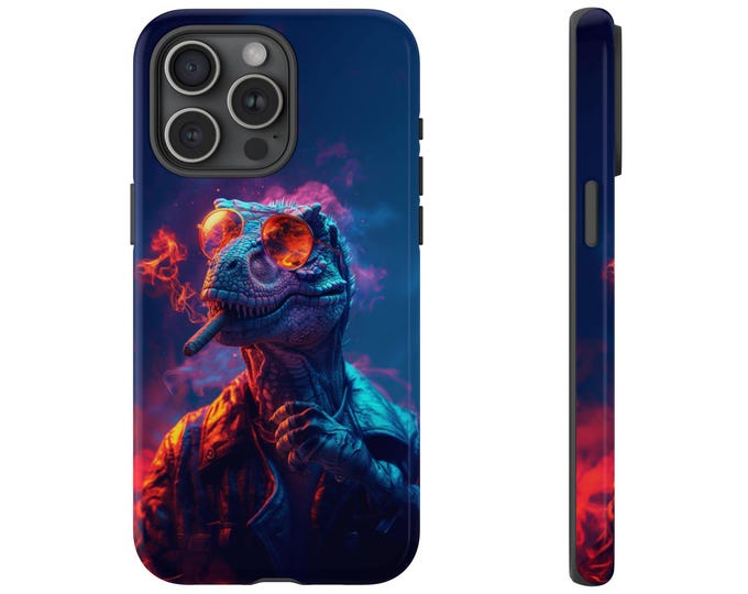 Velociraptor Sunglasses Cigar Smoke Raptor Phone Case: iPhone, Galaxy, Pixel - Lifetime Warranty