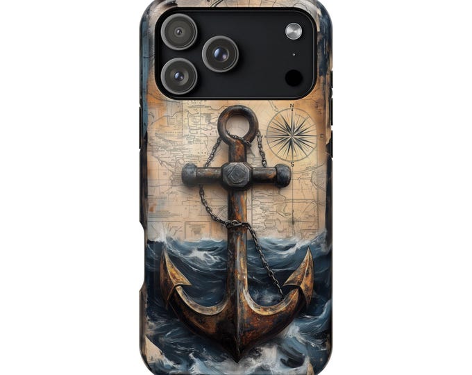 Anchor Compass Vintage Map Collage Phone Case: iPhone, Galaxy, Pixel - Lifetime Warranty