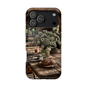 Rustic Farmhouse Kitchen Table Bread Art Phone Case: iPhone 17 17e 16 15 14 13 12 Pro Max Air | Galaxy S26 | MagSafe Wireless Charging