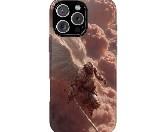 Holy Warrior Knight Armor Sky Clouds Phone Case: iPhone, Galaxy, Pixel - Lifetime Warranty