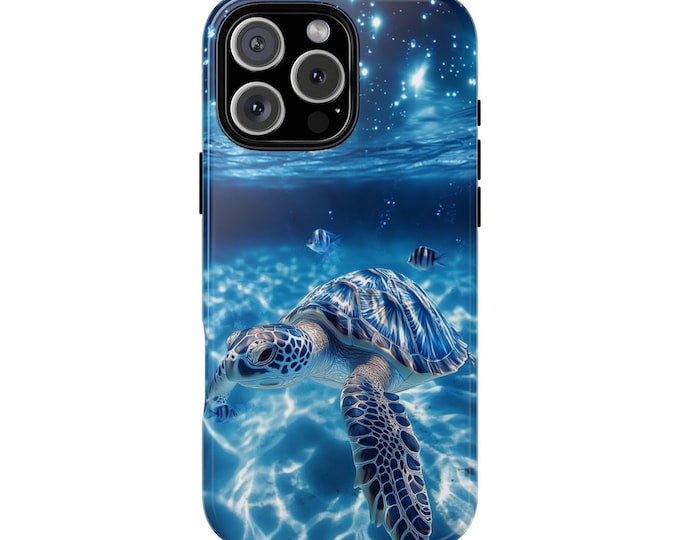 Sea Turtle Swimming Blue Night Waters Phone Case: iPhone, Galaxy, Pixel - Lifetime Warranty