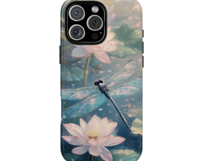 Dragonfly Flower Pond Tranquil Floral Phone Case: iPhone, Galaxy, Pixel - Lifetime Warranty