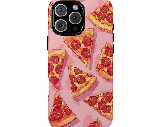 Pepperoni Pizza Slices on Pink Pattern Phone Case: iPhone, Galaxy, Pixel - Lifetime Warranty