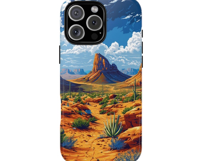 Desert Mountain Cactus Blue Sky Old West Phone Case: iPhone, Galaxy, Pixel - Lifetime Warranty