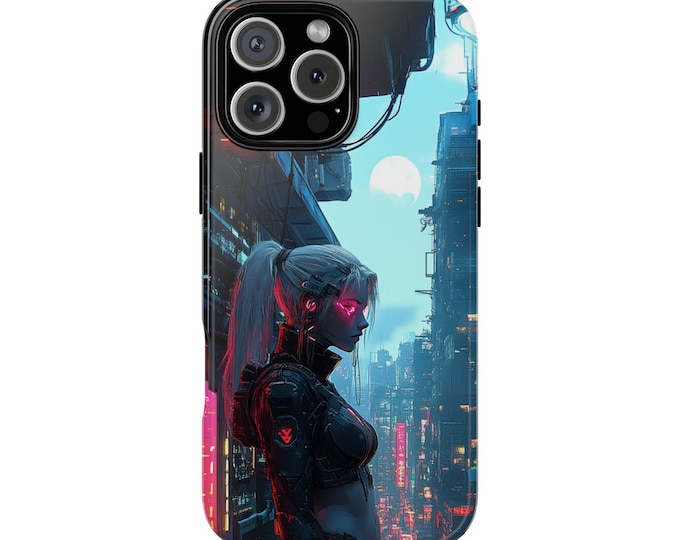 Cyberpunk Girl Futuristic City Anime Phone Case: iPhone, Galaxy, Pixel - Lifetime Warranty