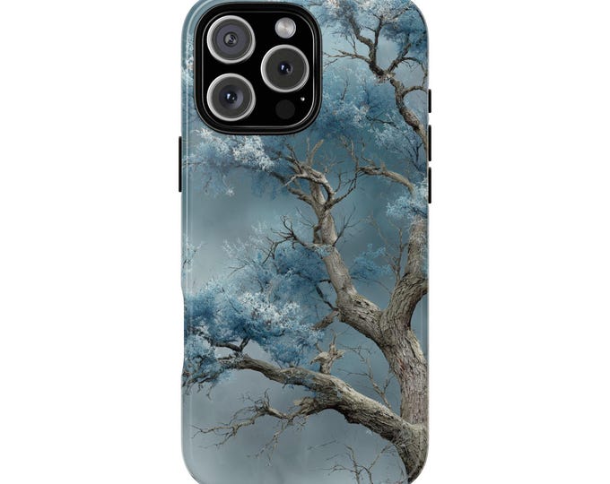 Dreamy Blue Tranquil Tree Teal Phone Case: iPhone, Galaxy, Pixel - Lifetime Warranty
