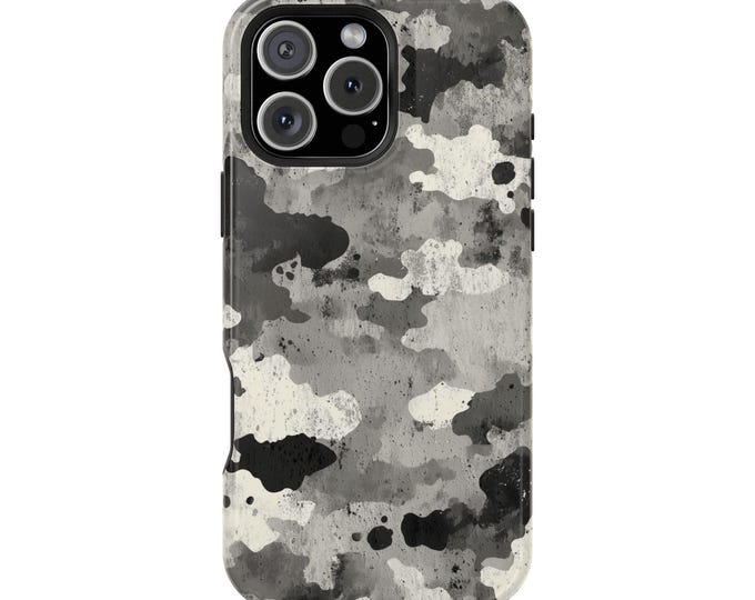 Urban Camo Grayscale Black Tone Camouflage Phone Case: iPhone, Galaxy, Pixel - Lifetime Warranty