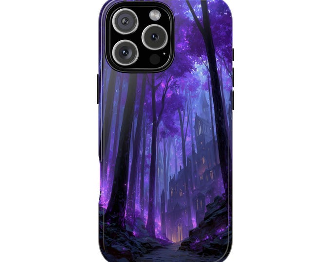 Purple Forest Cathedral Mansion Phone Case: iPhone, Galaxy, Pixel - Lifetime Warranty
