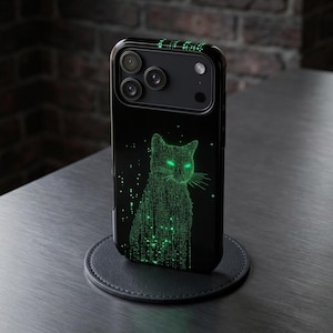 Matrix Cat Green Digital Code Phone Case • iPhone Galaxy Pixel