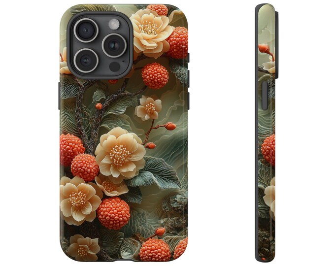 Lychee Jade Flower Phone Case: iPhone, Galaxy, Pixel - Magsafe Wireless Charging