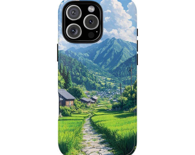 Japanese LoFi Rice Village Grass Field Phone Case: iPhone, Galaxy, Pixel - Lifetime Warranty