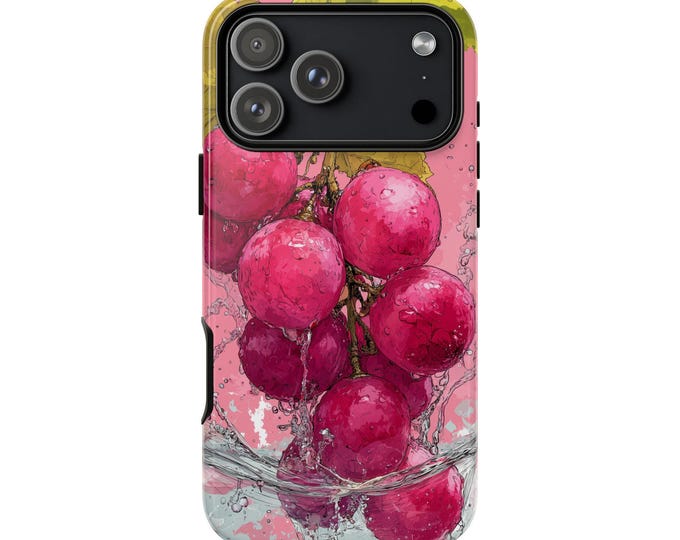 Grapes Splashing Water Illustration Phone Case: iPhone, Galaxy, Pixel - Lifetime Warranty