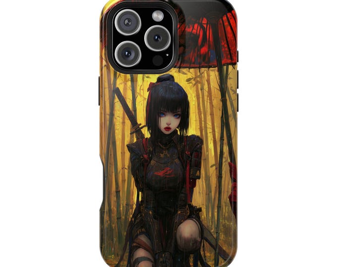 Samurai Anime Girl Warrior Bamboo Forest Phone Case: iPhone, Galaxy, Pixel - Lifetime Warranty