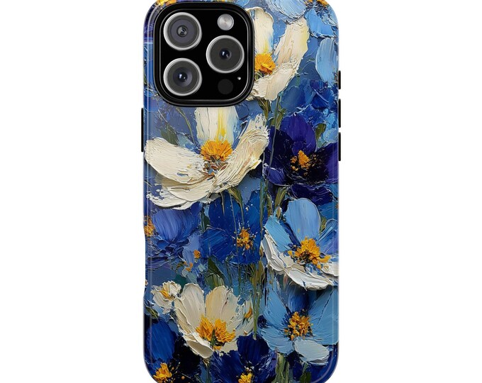 Lush Blue White Flower Bloom Petals Phone Case: iPhone, Galaxy, Pixel - Lifetime Warranty