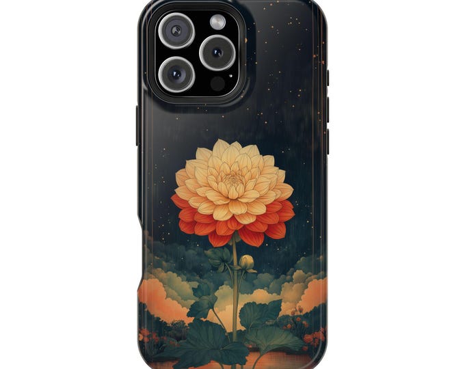 Dahlia Imperialis Ukiyo Flower Red Phone Case: iPhone, Galaxy, Pixel - Lifetime Warranty