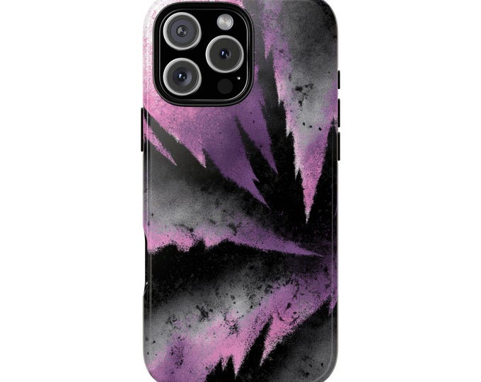 Purple Jagged Line Punk Black Phone Case: iPhone, Galaxy, Pixel - Lifetime Warranty