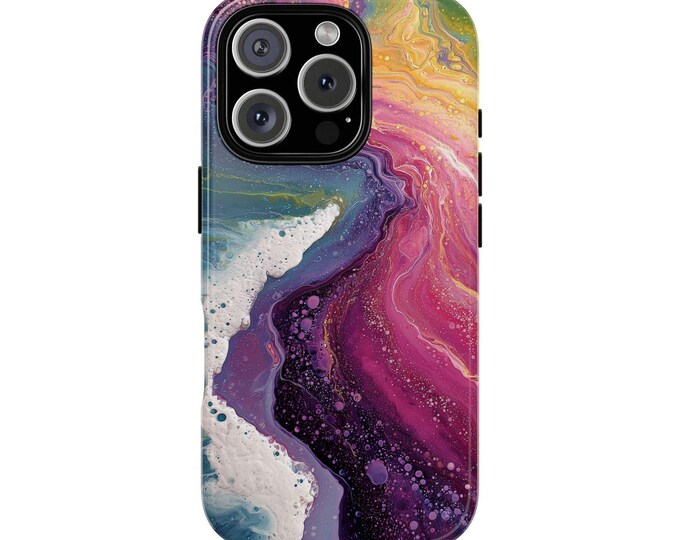Coastal Drip Pink Green Liquid Phone Case: iPhone, Galaxy, Pixel - Lifetime Warranty